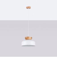 Sollux Lighting Marion lampa wisząca 1x15 W biała-drewno SL.1350