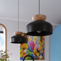 Sollux Lighting Marion lampa wisząca 1x15 W czarna-drewno SL.1351