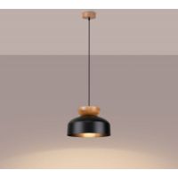 Sollux Lighting Marion lampa wisząca 1x15 W czarna-drewno SL.1351