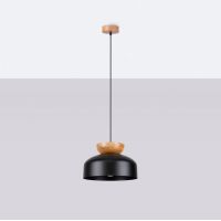 Sollux Lighting Marion lampa wisząca 1x15 W czarna-drewno SL.1351