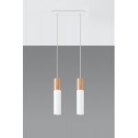 Sollux Lighting Pablo lampa wisząca 2x40W drewno/biała SL.0629