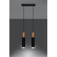 Sollux Lighting Pablo lampa wisząca 2x40W drewno/czarna SL.0633