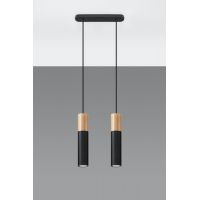 Sollux Lighting Pablo lampa wisząca 2x40W drewno/czarna SL.0633