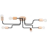 Sollux Lighting Timbo lampa podsufitowa 6x15 W czarna/drewno SL.1670