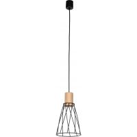 TK Lighting Modesto lampa wisząca 1x10 W czarna-drewno 10155