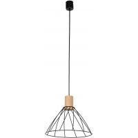 TK Lighting Modesto lampa wisząca 1x10 W czarna-drewno 10156