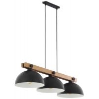 TK Lighting Oslo lampa wisząca 3x60 W czarna-drewno 1759
