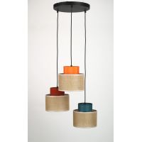 TK Lighting Duo Juta lampa wisząca 3x15W czarny/mix kolorów 2759