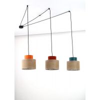 TK Lighting Duo Juta lampa wisząca 3x15W czarny/mix kolorów 3140