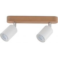 TK Lighting Top lampa podsufitowa 2x10W biały/chrom/drewno 3295