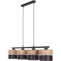 TK Lighting Nicol lampa wisząca 4x15W czarny/drewno 4802