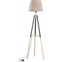 TK Lighting Vaio Nature lampa stojąca 1x15W czarny/drewno/szarobeżowy 5185
