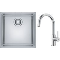 Zestaw Franke Maris MRX 110-40 zlewozmywak stalowy 40x40 cm z baterią Smart Glenda stal (122.0543.995, 115.0747.473)