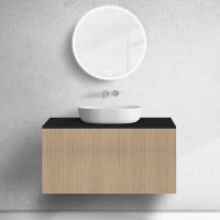 Zestaw Oltens Lun szafka podumywalkowa 100 cm z blatem dąb/czarny mat 68681060