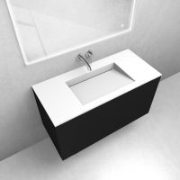 Zestaw Oltens Lun szafka podumywalkowa 100 cm z umywalką Stila LavaForm czarny mat/biały mat 68763300