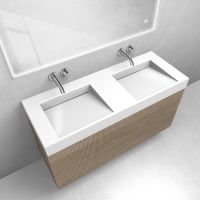 Zestaw Oltens Lun szafka podumywalkowa 120 cm z umywalką Stila LavaForm dąb/biały połysk 68794060