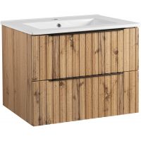 Astor Amy umywalka z szafką 61 cm biały połysk/dąb wotan AM-AMU-622-NN