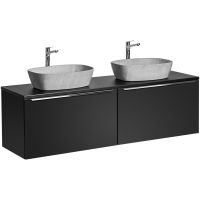Zestaw Comad Santa Fe Black szafki 80 cm i 80 cm z blatem meblowym 160 cm czarny i umywalki Anna 50x39 cm białe SET-SFBL B 160CM UN.ANNA MH1