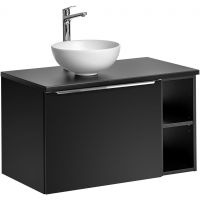 Zestaw Comad Santa Fe Black szafki 60 cm i 20 cm wiszące z blatem meblowym 80 cm czarny i umywalka Domi 32x32 cm biała SET-SFBL B 80CM UN.DOMI MW