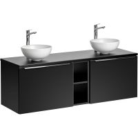 Zestaw Comad Santa Fe Black szafka podumywalkowa 140 cm czarna z blatem, regałem i umywalkami SET-SFBL B 140CM UN. DOMI MW