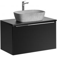 Zestaw Comad Santa Fe Black szafka z blatem 80 cm wisząca czarna i umywalka Anna 50x39 cm szary mat SET-SFBL B 80CM UN. ANNA MH1