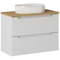 Zestaw Comad Nova White/Oak szafka z blatem 80 cm wisząca biały/dąb i umywalka Beyond 48x32,5 cm SET-NOW B 80CM S UN BEYOND 5 WH