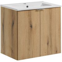 Zestaw Comad Nova Oak szafka 60 cm wisząca dąb i umywalka Dance 61x40 cm meblowa biała SET-NOA 60CM D DANCE