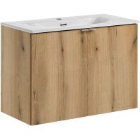 Zestaw Comad Nova Oak szafka 80 cm wisząca dąb i umywalka Dance 81x40 cm meblowa biała Dance SET-NOA 80CM D DANCE