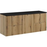 Zestaw Comad Nova Oak/Black szafki 50 cm, 50 cm i 40 cm z blatem meblowym 140 cm czarny/dąb SET-NOA B BLACK 140CM S