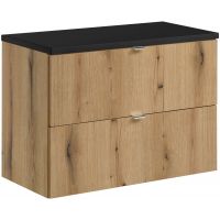 Zestaw Comad Nova Oak/Black szafka z blatem 80 cm wisząca dąb/czarny SET-NOA B BLACK 80CM S