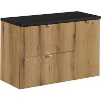 Zestaw Comad Nova Oak/Black szafki 60 cm i 30 cm wiszące z blatem meblowym 90 cm dąb/czarny SET-NOA B BLACK 90CM S