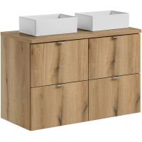 Zestaw Comad Nova Oak szafki 50 cm i 50 cm z blatem meblowym 100 cm dąb i dwie umywalki Gaja 35x22 cm białe SET-NOA B OAK 100CM S UN GAJA SW