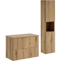 Zestaw Comad Nova Oak szafka z blatem 80 cm wisząca i boczna wysoka dąb SET-NOA B OAK 80CM S HC