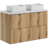 Zestaw Comad Nova Oak/White szafki 50 cm i 50 cm z blatem meblowym 100 cm dąb/biały i dwie umywalki Gaja 35x22 cm białe SET-NOA B WHITE 100CM S UN GAJA SW