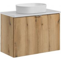 Zestaw Comad Nova Oak/White szafka z blatem 80 cm wisząca dąb/biały i umywalka Beyond 48x32,5 cm biała SET-NOA B WHITE 80CM D UN BEYOND 5 WH
