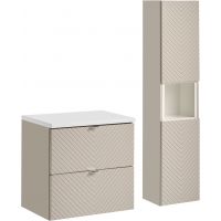 Zestaw Comad Viva Cashmere szafka 60x39x57 cm podumywalkowa wisząca kaszmir z blatem białym i szafką boczną SET-VIC B WHITE 60CM S HC