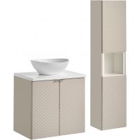 Zestaw Comad Viva Cashmere szafka 60x39x57 cm podumywalkowa wisząca kaszmir z blatem białym, umywalką i szafką boczną SET-VIC B WHITE 60CM D UN LOLA GW HC