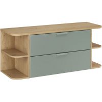 Zestaw Comad Aster Green szafka 80 cm podumywalkowa wisząca z blatem 120 cm i dwa regały 20 cm otwarte zielony/dąb SET-ASG B CREMONA 120CM LRSM