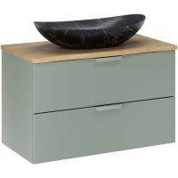 Zestaw Comad Aster Green szafka 80 cm podumywalkowa wisząca z blatem 80 cm i umywalką zielony/dąb SET-ASG B CREMONA 80CM UN LENA