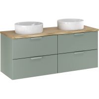 Zestaw Comad Aster Green dwie szafki 60 cm podumywalkowe wiszące z blatem 120 cm i umywalkami zielony/dąb SET-ASG B NAT CREMONA 120CM UN BEYOND