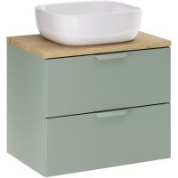 Zestaw Comad Aster Green szafka 60 cm podumywalkowa wisząca z blatem 60 cm i umywalką zielony/dąb SET-ASG B CREMONA 60CM UN SMILE