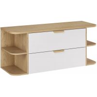 Zestaw Comad Aster White szafka 80 cm podumywalkowa wisząca z blatem 120 cm i dwa regały 20 cm otwarte biały/dąb SET-ASW B CREMONA 120CM LRSM