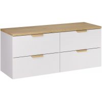 Zestaw Comad Aster White dwie szafki 60 cm wiszące z blatem meblowym 120 cm biały/dąb SET-ASW B CREMONA 120CM
