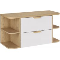 Zestaw Comad Aster White szafka 60 cm podumywalkowa wisząca z blatem 100 cm i dwa regały 20 cm otwarte biały/dąb SET-ASW B CREMONA 100CM LRSM