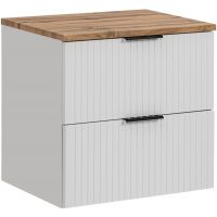 Zestaw Comad Adel White szafka 60 cm podumywalkowa wisząca z blatem biały/dąb SET -ADW B 60 CM