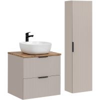 Comad Adel Cashmere zestaw mebli łazienkowych szafka 60 cm podumywalkowa wisząca z umywalką i szafka wysoka 140 cm boczna kaszmir SET-ADC B WOTAN 60CM SMILE 40 HIGH CABINET