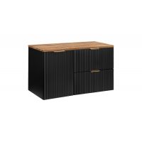 Zestaw Comad Adel Black szafki 60 cm i 40 cm wiszące czarny mat z blatem meblowym 100 cm dąb SET-ADB B WOTAN 100CM LB