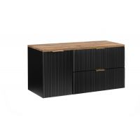 Zestaw Comad Adel Black szafki 80 cm i 40 cm wiszące czarny mat z blatem meblowym 120 cm dąb SET-ADB B WOTAN 120CM LB