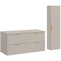 Comad Adel Cashmere zestaw mebli łazienkowych 2 szafki podumywalkowe wiszące, 1 szafka boczna wisząca, blat kaszmir SET-ADC B CASHMERE 120CM HIGH CABINET