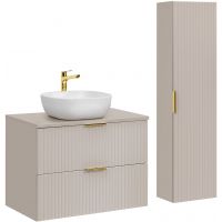 Zestaw Comad Adel Cashmere szafka z blatem 80 cm wisząca i boczna wysoka kaszmir z umywalką Smile biały połysk SET-ADC B CASHMERE 80CM SMILE 40 HIGH CABINET